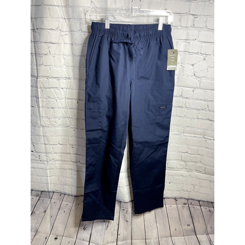 Dagacci P-5000 Navy Blue Medical Scrub Pants Small Elastic Waist Cargo Pockets